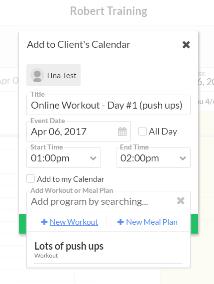 Schedule Online Workouts